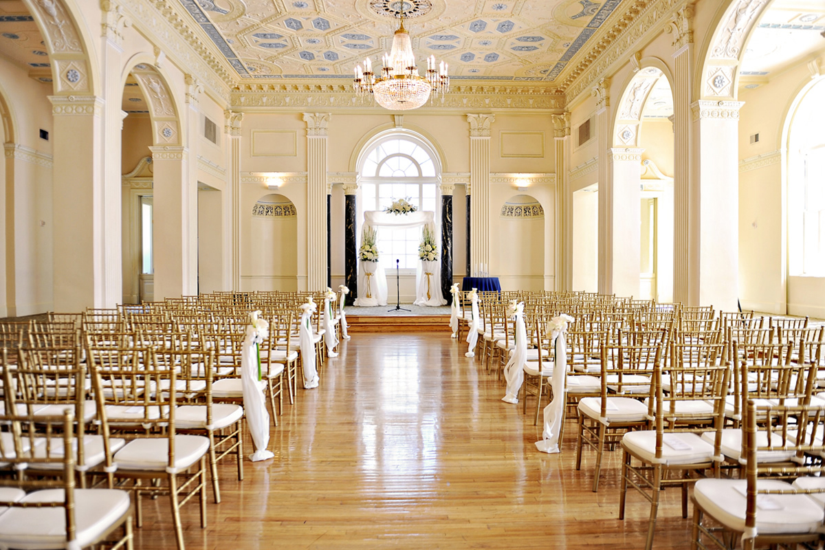 The Imperial Ballroom set up for a wedding ceremony.