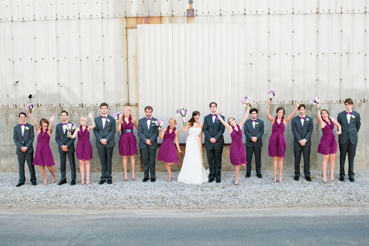 Wedding party at The Foundry at Puritan Mill.